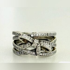 Pandora Delicate Sentiments Stirling Silver and Clear Cz Intertwined Ring